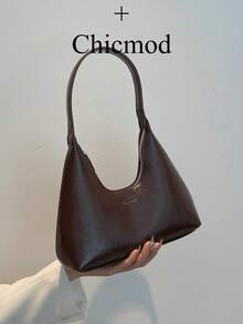 Geantă de umăr minimalistă coreeană din piele lăcuită cu model semilună, geantă de mână pentru femei, potrivită pentru cumpărături, portofel, birou, universitate, muncă, afaceri, navetă, activități în aer liber, călătorii și picnicuri