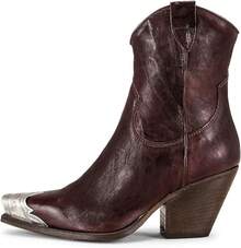 Women's Western Cowboy Ankle Boots, Chunky Heel High Heel Ankle Boots, Steel Toe Design, Side Zipper, Western Style Women's Boots - 棕色 - 查看 8