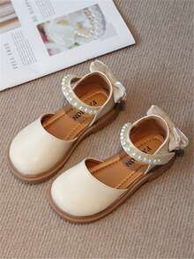 2025 New Spring/Autumn Princess Shoes For Girls, Children's Small Leather Shoes, Summer Low Vamp Shoes To Match Dresses - Beige - View 3