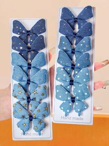 12/6pcs/Set Colorful Glitter Butterfly Hair Clips, Handmade Sequin Hairpins, Bangs Clips Headwear, Harmonious Color Matching, Suitable For Girls And Women, Random Color - Multicolor - View 2
