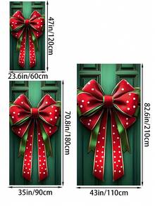 1 pezzo Fiocco decorativo per cornice della porta in poliestere per Natale - Senza elettricità necessaria, grande striscione natalizio, design di scatola regalo di Natale, decorazione per la casa, cartello appendibile per porta natalizia, decorazioni natalizie, regali di Natale