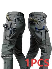 Men's Spring Autumn City Cargo Elastic Pants Trekking Hiking Camping Climbing Running Sports Cycling Work Outdoor Trousers - Xám - Xem 1
