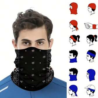 6 piezas Pañuelo con estampado de cachemira clásico, máscara facial a prueba de viento, pasamontañas ligero, diadema elegante, pasamontañas, pañuelo versátil, regalo para vacaciones