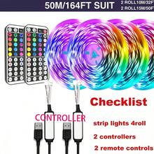 NBBUFF RGB LED-ljusslinga, med 44-knappars fjärrkontroll, kan justera färg och ljusstyrka, längden kan kapas, mycket enkel att installera, LED-lampor lämpliga för heminredning, festivalstämningsbelysning, feststämningsbelysning, rolig väggdekoration Halloween-dekoration present