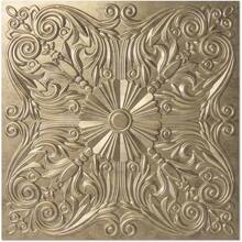 Decorative Ceiling Tile 2x2, Lay In Ceiling Tile 24x24 Pack Of 12pcs Spanish Floral In Matt White - 24"x24" + Antique Gold - View 1