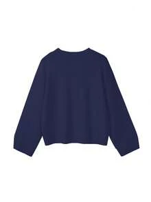FOR BEAUTY Suéter de punto de manga larga holgado con cuello redondo de unicolor estilo Y2K para mujer, elegante casual minimalista, adecuado para oficina y salidas, cárdigan para mujer - Jóvenes de nivel medio y alto - Ver 7
