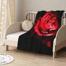 Valentine's Day Red Black Rose Stylish Flannel Throw Blanket - Soft Cozy Lightweight Plush All Season Blanket For Sofa Couch Bedroom, Warm Home Decor Gift, Premium Accent Throw - Multicolor 1 - View 3