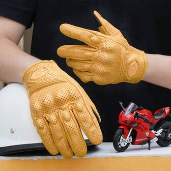 1Pc Motorbike Breathable Gloves Four Seasons Use Motorcycle Gloves Grey Motocross Bicycle Anti-Drop Gloves Outdoor Sports Full Purpose Gloves Motorcycle Accessories