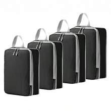 4-Piece Compression Storage Bag, Travel Storage Bag With Shoe Pocket, Expandable And Advanced Storage - Essential For Travel Suitcases Travel Essentials For Travel Backpack Travel Bag Luggage Suitcase Travel Gear Back To School Moving Bags Organizer - màu đen - Xem 6