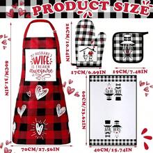 - Delantales de Navidad para parejas, regalo de despedida de soltera, toalla para horno, manopla, cocina, para boda, negro rojo, as shown in picture - Elegante - Ver 4