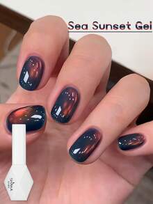 MISS SHAKA 10毫升秋冬美甲海日落琥珀蓝金光水晶玻璃珠猫眼凝胶指甲油美甲沙龙家用DIY超闪美白流行美甲艺术美甲用品 - 彩色 - 查看 2