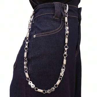 1 pieza Cadena de pantalones de estilo callejero hardcore unisex con detalles de cadena mixta inspirada en motocicletas, para decoración personalizada, adecuada para salidas diarias y fiestas de motocicletas.