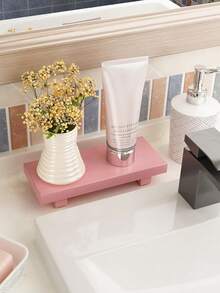 Bathroom Rustic Style Wooden Base Tray Kitchen Countertop Decoration Bathroom Soap Box Rack, Can Store Cosmetics, Soap Dispensers, Jewelry, Watches, Perfume Storage, Suitable For Bathroom, Dressing Table, Candle Display Rack - Multicolor - View 13