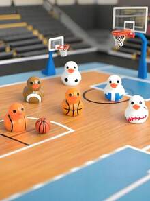 6 piezas - Figuras de pato de resina en miniatura con diseño de pelotas deportivas (baloncesto, fútbol americano, voleibol, rugby, béisbol), adornos de animales en miniatura para jardín de hadas DIY, recuerdos de fiesta con tema deportivo, accesorios para interior de automóvil, decoración de macetas, artesanía de paisaje en miniatura, decoración de jardín, accesorios para interior de automóvil, recuerdos de fiesta con tema deportivo, regalo de cumpleaños perfecto - Multicolor - Ver 4