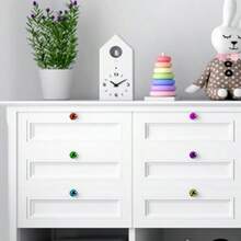 30mm Smooth Round Glass Cabinet Door Knobs/Pulls, Colorful Drawer Handles Suitable For Home, Cabinet, Drawers And Dresser, With Screws - Multicolor - View 10