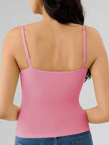 3pcs Women Solid Color Ribbed Camisole With Padded Bust, Casual Sexy Cropped Tank Top - Multicolor - View 7