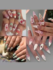 1PC 3D Silicone Nail Molds, Cute French Cake Cream Nail Carving Mold, Happy Birthday Nail Design Creamy Bow Hearts Charms Clear Modeling Templates Mold For Women Girls - Clear - View 7