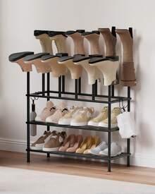 Oak&Tea Porte-chaussures métallique 3 étages - Rangement pour 12 paires - Noir - Design indépendant et gain de place pour entrée, couloir et appartement - Noir - Voir 1