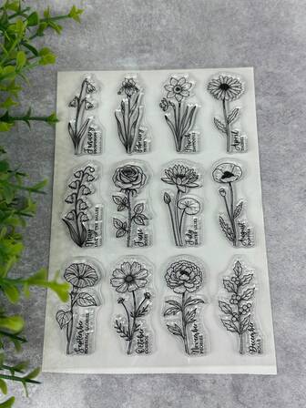 Rubber Stamp Retro Rubber Transparent Card Flower Bookmarks Making Stamp DIY Scrapbook Photo Magazine Album Decoration Clear Stamp