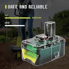 1PCS 2PCS 4PCS | 8.0Ah High Capacity Replacement For Ryobi 18v Battery, Compatible With Ryobi 18Volts System Cordless Power Tools And Charger - 黑色 - 查看 6
