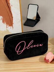 Personalized Cosmetic Bag, Custom Corduroy Makeup Bag, Name Makeup Bag, Monogrammed Toiletry/Makeup Bag, Bridesmaid Gifts, Bachelorette Party Gifts, School Supplies, Back To School, School Gifts, For Office, For School, For Classroom, For Coworkers, For Dorm Rooms, Middle School StudentsChristmas Beauty Accessories
