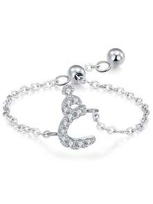 1 pièce Bague réglable minimaliste en lettre arabe en argent sterling 925, cadeau élégant pour les femmes pour le mariage, l'anniversaire, la fête des mères - Argent - Voir 20