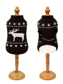 Dog And Cat Clothes Knitted Sweater Size M Woolen Blouse - 鏽棕色 - 查看 5