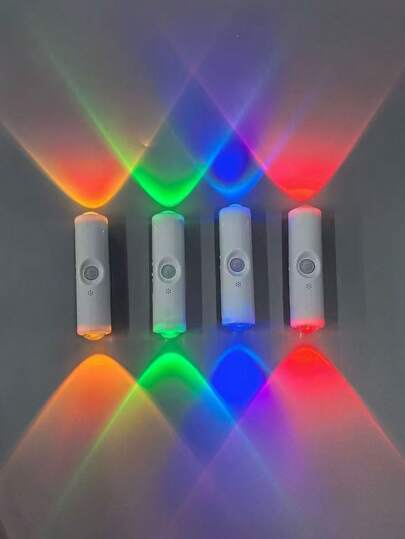 1pc Smart Wireless LED Sensor Light, Dual-Head Cat Eye Wall Lamp, USB Rechargeable, Multi-Color Adjustable, Suitable For Party, Live Streaming, Photography, Video, Bedroom, Corridor, Couples, Christmas Tree, Night Mode Motion Sensor