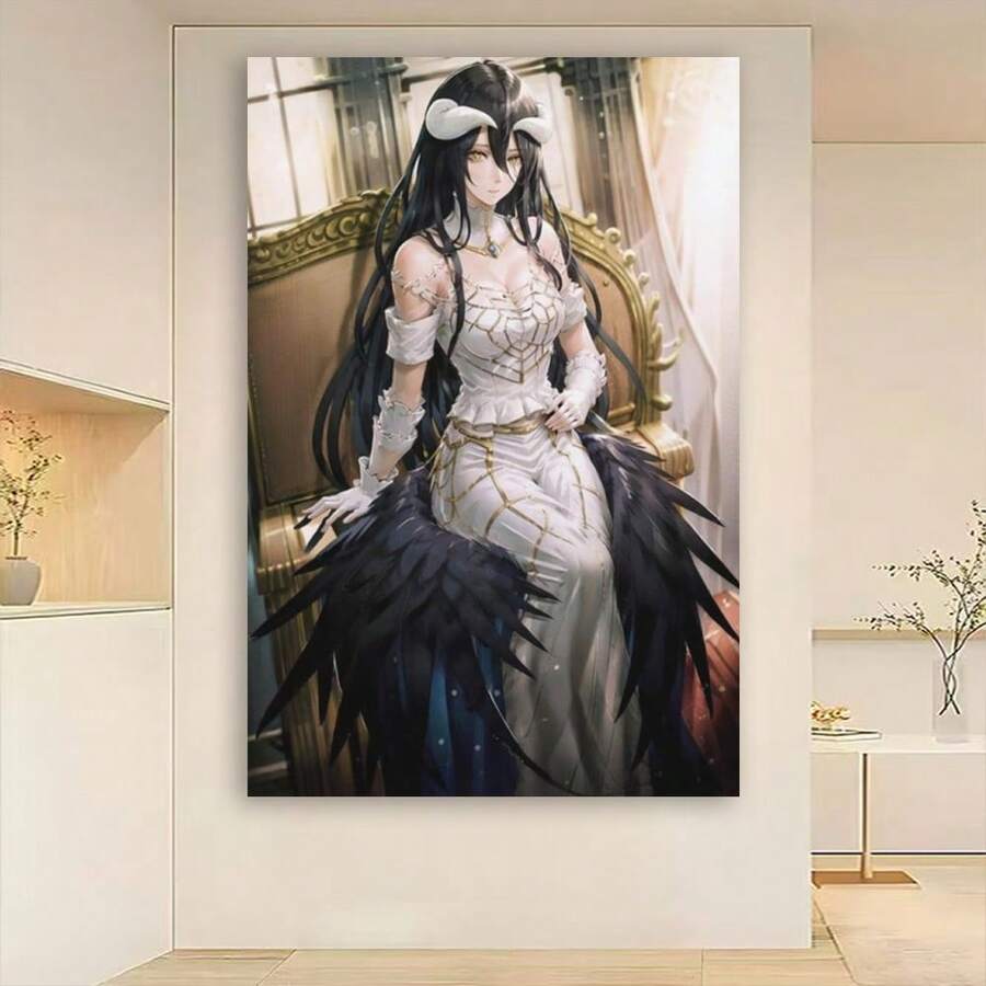 Framed Anime Poster Overlord Albedo Poster Sexxy Elegant Room Aesthetic Canvas Art Posters And Wall Art Pictures Printed Modern Home Bedroom Decoration Modern Art Room Decoration For Bedroom, Living Room, Corridor, Office, Ideal Gift, Canvas Printing   Room Decor - Đóng khung - Xem 1