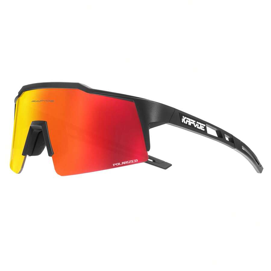 KAPVOE Cycling Glasses Mountain Bike Sun Glasses Men Women MTB Baseball Sports Triathlon Running Bicycle Riding - 黑紅色 - 查看 1