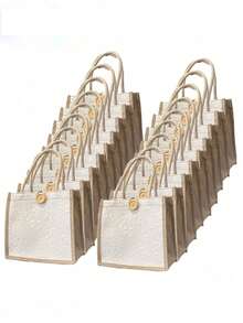 亚麻手提袋，空白手提袋，可重复使用的时尚多功能购物袋，会议礼品袋。您可以自行DIY设计，简约优雅，可用作伴娘婚礼礼品袋、学生书包、返校季和教师包，非常适合礼品促销、赠品、展览和其他场合，表面可进行丝网印刷、刺绣或热压印花。 - 彩色 - 查看 9