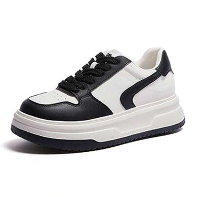 CAMEL CROWN Women's Casual Slip-On Trainers Black And White Height-Enhancing Comfortable Versatile Trainers White Slip-On Trainers Casual Slip-On Trainers