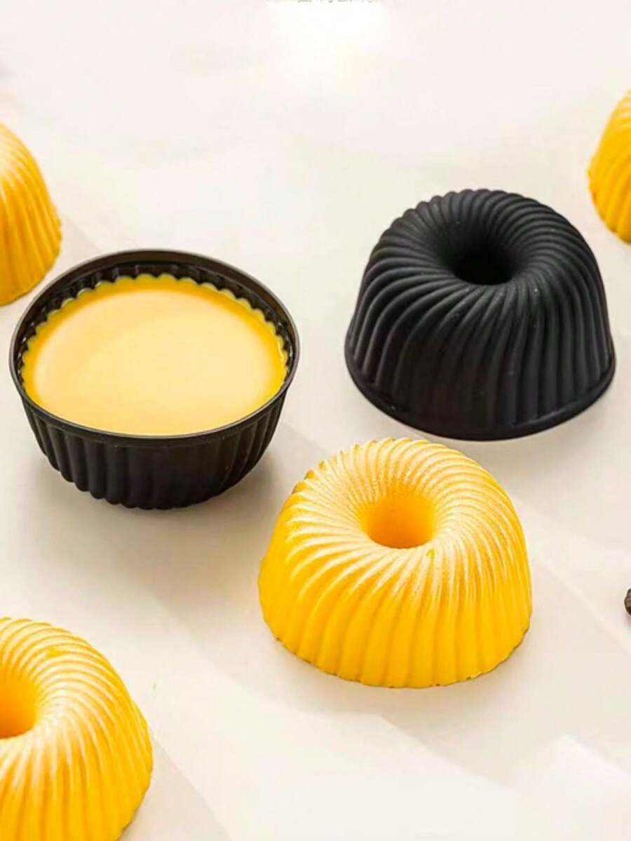 2件套耐热硅胶焦糖布丁模具，烘焙慕斯、焦糖布丁蛋糕甜点工具 - 黑色 - 查看 1