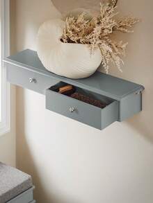 SoBuy FRG43-HG Wall Cabinet Bathroom Cabinet Hanging Shelf Wall Shelf Wall Wardrobe With 2 Drawers Hanging Cabinet Light Grey WDH Approx. 64x10x15cm - Grey - View 1