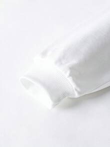 女士休闲宽松笑脸卡通印花圆领卫衣，适合秋冬季穿着 - 白色 - 查看 6