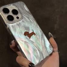 Dog 1pc Cute Dachshund Pattern High-End Feather Soft IMD Shockproof Minimalist Phone Case, Compatible With IPhone 11 12 13 14 15 16 17 Pro Max - Multicolor - View 4