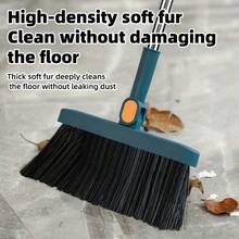 A Set Of Long-Handled Rotating Broom And Dustpan With Comb Teeth, Suitable For Home, Kitchen, And Office Cleaning. - 藍色 - 查看 11