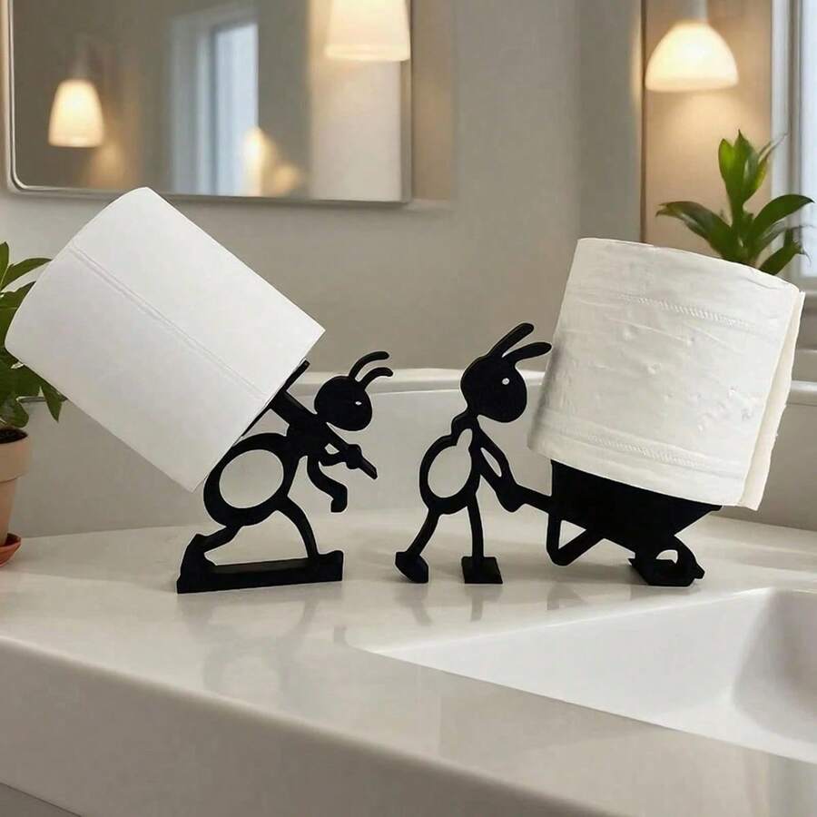 1pc Ant Shaped Toilet Paper Holder, Suitable For Living Room, Camping, BBQ, Bathroom Storage, Freestanding Bathroom Tissue Dispenser, Cute Bathroom Decor, Fun Tissue Paper Rack - Multicolor - View 1