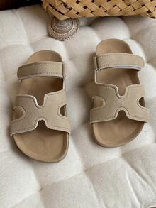 1双卡其色儿童运动凉鞋，幼儿沙滩鞋，婴儿夏季休闲步行鞋，可爱软底拖鞋 - 卡其色 - 查看 4