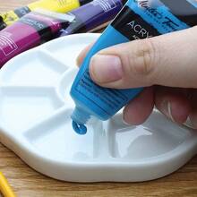 9 Well Porcelain Ceramic Watercolor Paint Palette - Ceramic Mixing Palette Tray Flower Watercolor Dish Gouache Palette For Arts And Crafts Accessories Organizer Mixing Colors 5inch - 9個威爾斯 - 查看 5