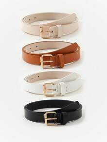 4PCS Women's Square Buckle Minimalist Versatile Decorative Waist Belt For Dress, Jeans Outfit, Workwear Fall, Autumn, Halloween - Multicolor - View 9