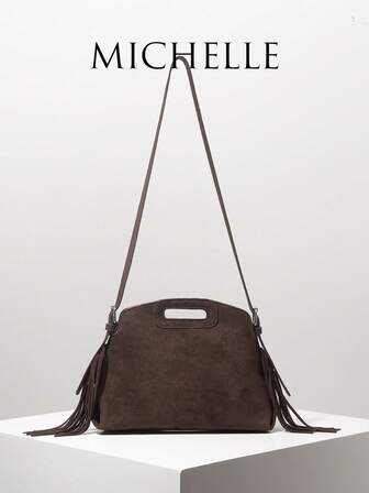 Bolso cruzado de ante vintage con flecos, bolso de estilo bohemio y occidental, bolso de trabajo casual para mujer, diseño retro simple, regalos para mujer, esenciales de otoño e invierno, adecuado para ir al trabajo, la oficina, citas, compras, viajes, fotografía