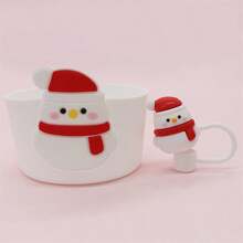 2pcs/Set Christmas Cup Accessories, Silicone Dustproof Straw & Straw Lid