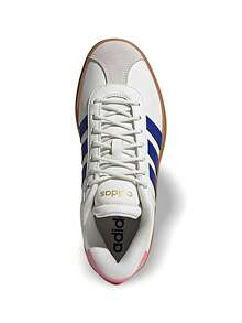 Adidas VL Court Bold 女式运动鞋 透气吸汗 弹性好 百搭 印花Logo 易洗快干 日常户外上学女鞋 白色/棕色/蓝色 JQ5643 - 白色/棕色/藍色 - 查看 4