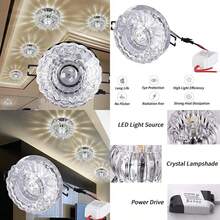 Downlight de Cristal, luz empotrada en el Techo de 3W con Abertura de 5-8 cm, Foco Decorativo para Pasillo Creativo en el Pasillo, Pasillo, Sala de Estar, Dormitorio(Blanco)(default) - Multicolor - Ver 1