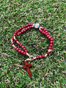 Wooden Wrist Rosary Of Our Lady Of Aparecida – 19cm With Cross And Metal Clasp - Brown - View 4