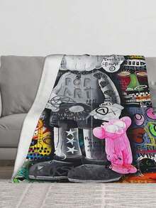 Kawss Merch Kawaii Kaw Blanket For Men Women Warm Cozy Fluffy Throw Blankets For Bed - 黑色 - 查看 3