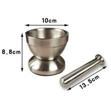 Stainless Steel Mortar And Pestle With Brush,Pill Crusher,Spice Grinder,Herb Bowl,Pesto Powder - Silver - View 7