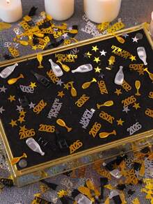 2026 New Years Confetti,Shinny Metallic 2026 Happy New Year Stars Bottles Mixed Confetti,New Years Eve Decorations,Throwing Props, Happy New Year Confetti, Party Decoration, Table Decoration,For Tables 2026 New Year Decorations New Years Eve Party Supplies,Silver Black Gold