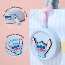 Miniso 名创优品史迪奇系列硅胶零钱包（天使，粉色），柔软轻便，节日派对礼物迷你钱包 - 藍色 - 查看 2